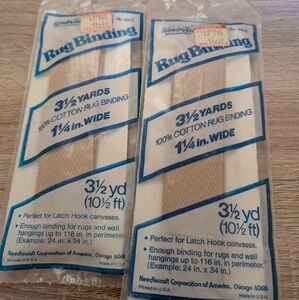 2 packs VTG Rug Binding 100% Cotton Wonder Art USA 3.5 Yards 1.25 inch wide